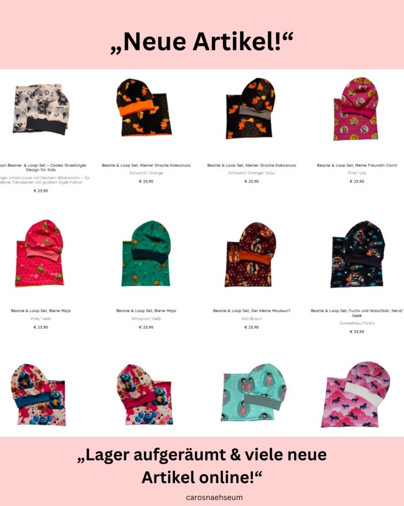 Beanie und Loop Set Kinder Drache Kokosnuss und Conni